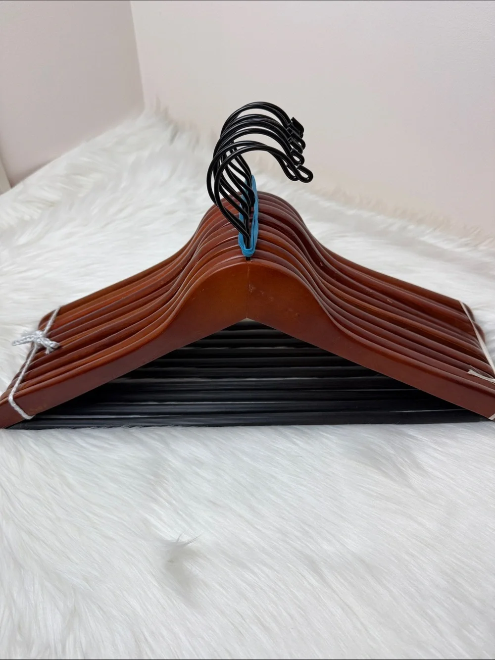 Brookstone Premium Wooden Hangers with Bar in Mahogany  - Set of 10